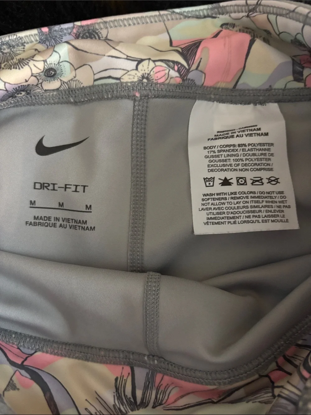 Girls Nike Athletic Compression Pants Leggings Blue Pink Gray M EUC